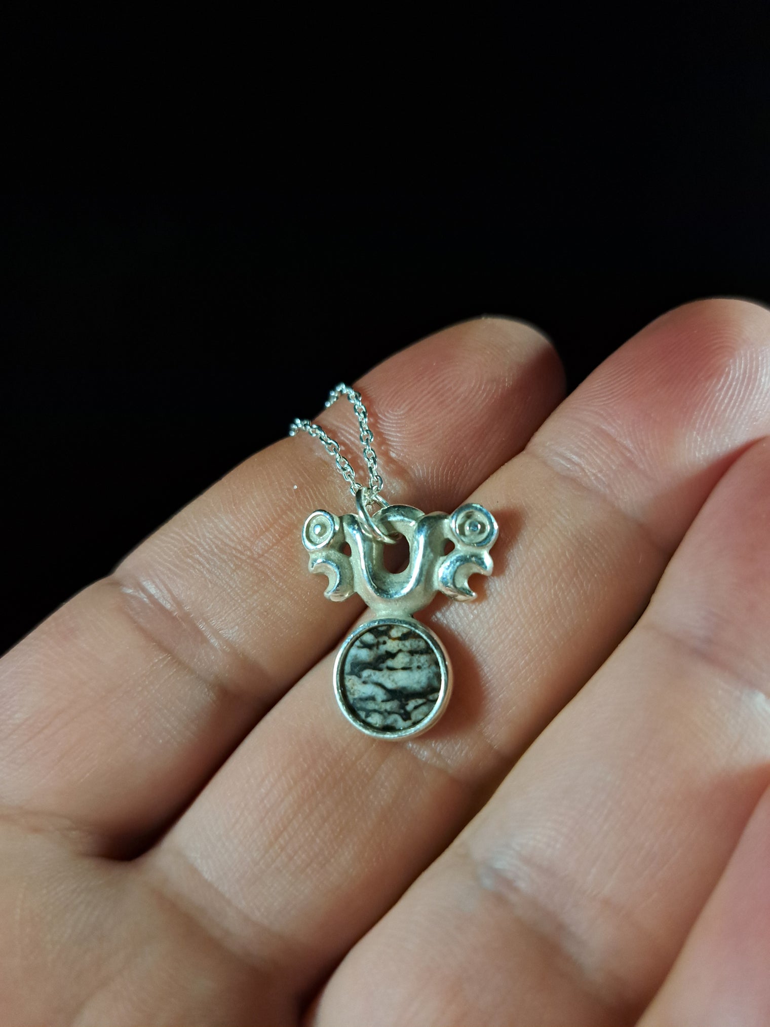 Silver Pekapeka - Dinosaur Bone Disc