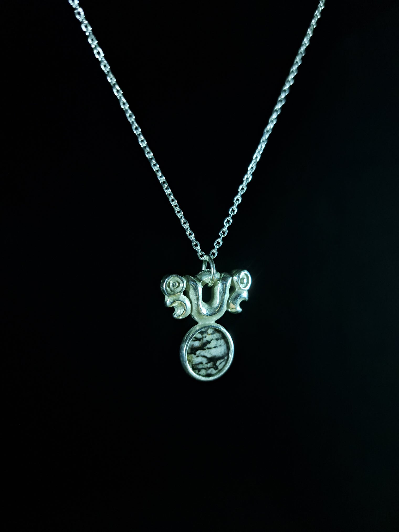 Silver Pekapeka - Dinosaur Bone Disc