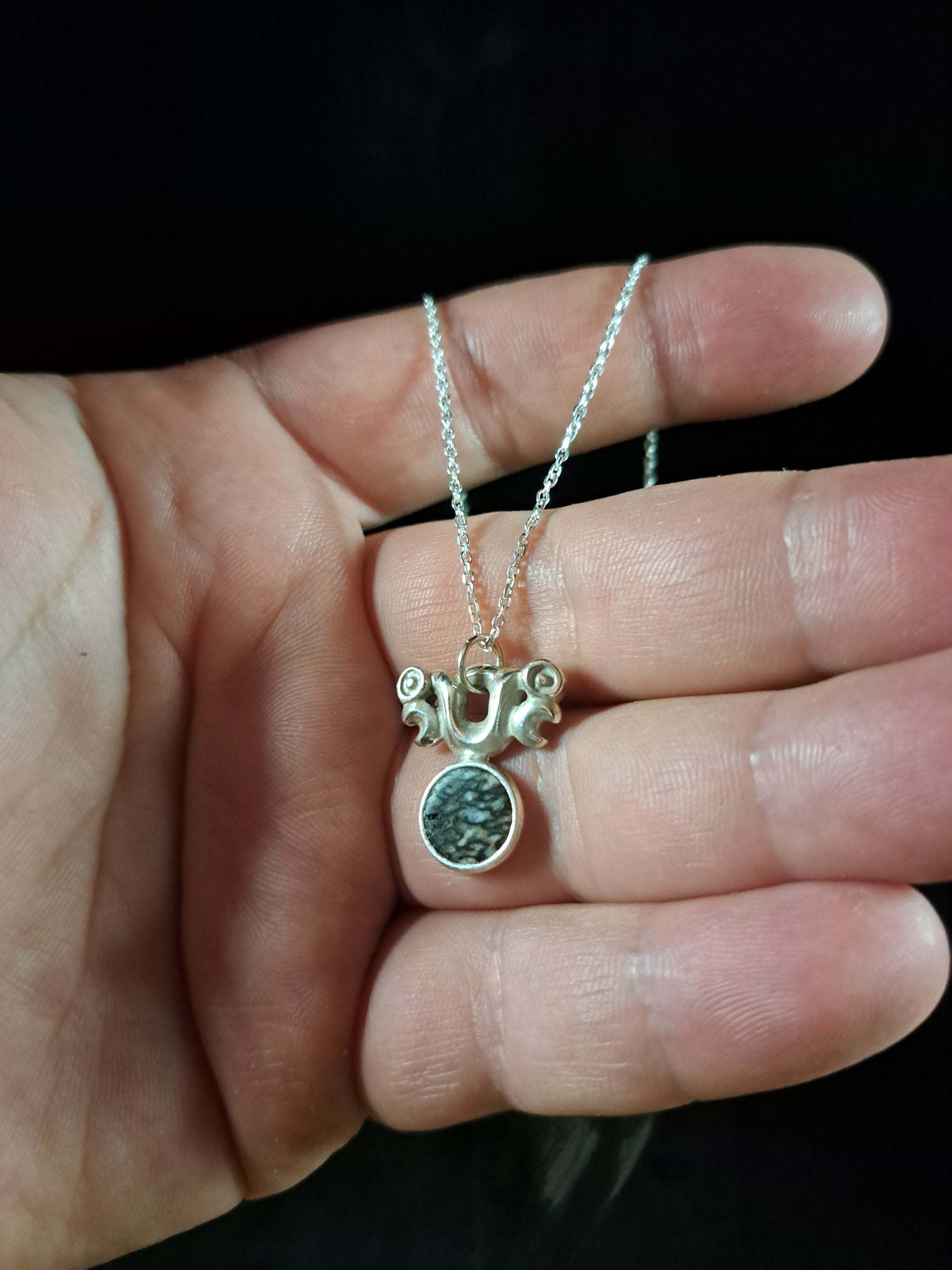 Silver Pekapeka - Dinosaur Bone Disc