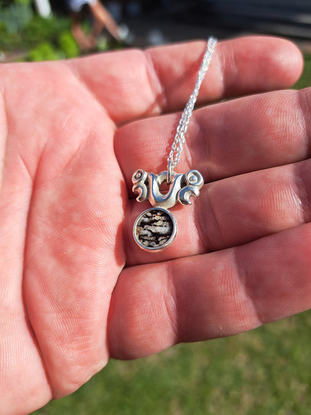 Silver Pekapeka - Dinosaur Bone Disc