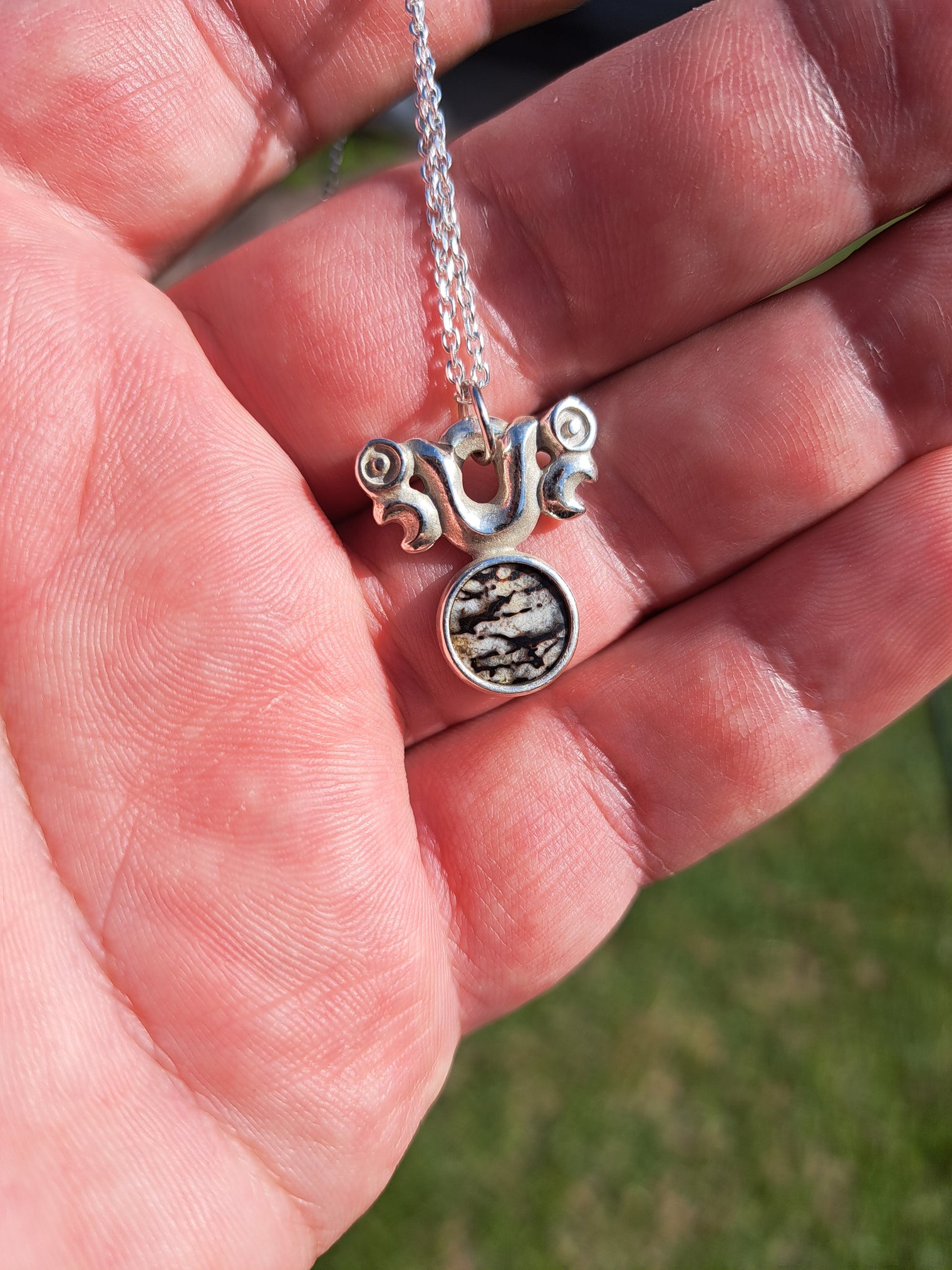 Silver Pekapeka - Dinosaur Bone Disc