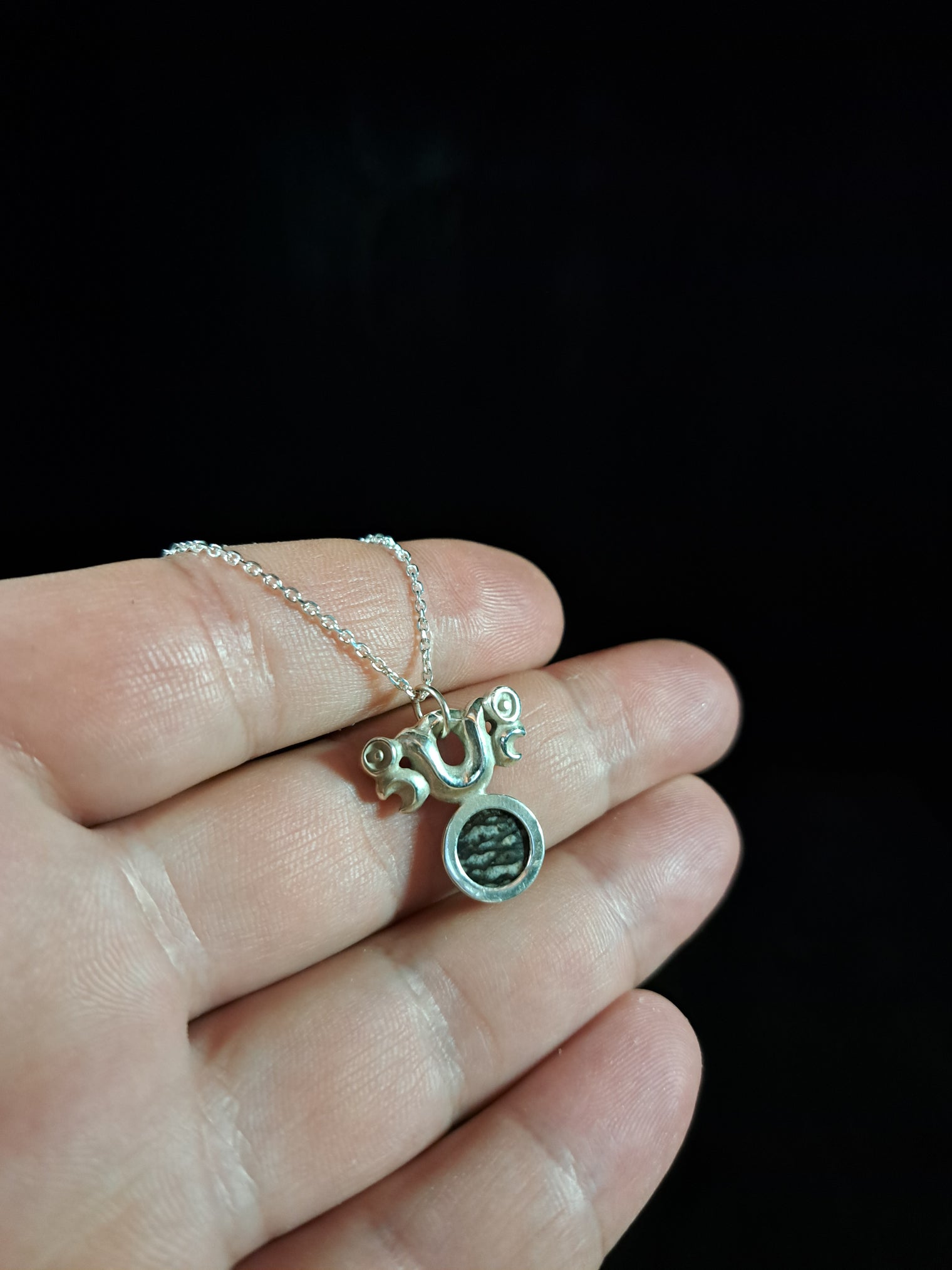 Silver Pekapeka - Dinosaur Bone Disc